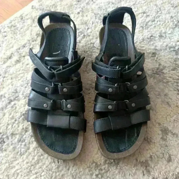 Teva Cabrillo Wedge Black Leather Gladiator Sandal 7 - Picture 2 of 14
